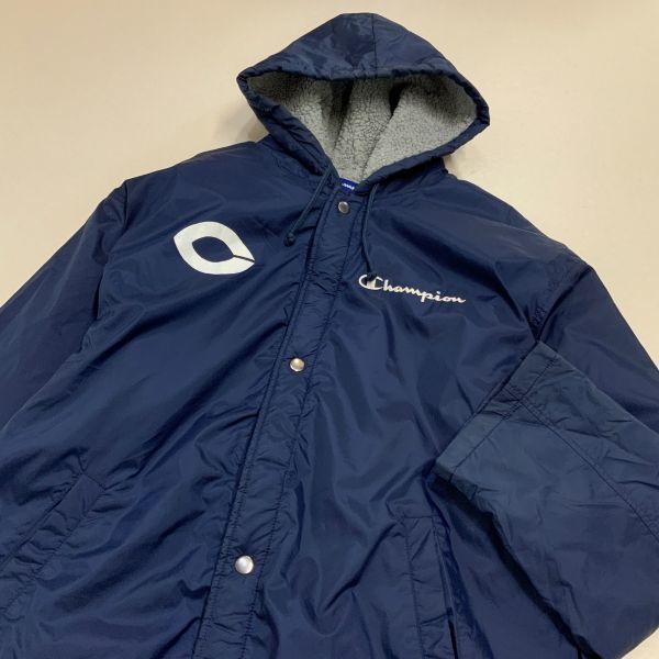  ultra rare not for sale superior article centre university ski part bench coat Champion champion reverse side boa cotton inside poly- down men's L corresponding navy hard-to-find 