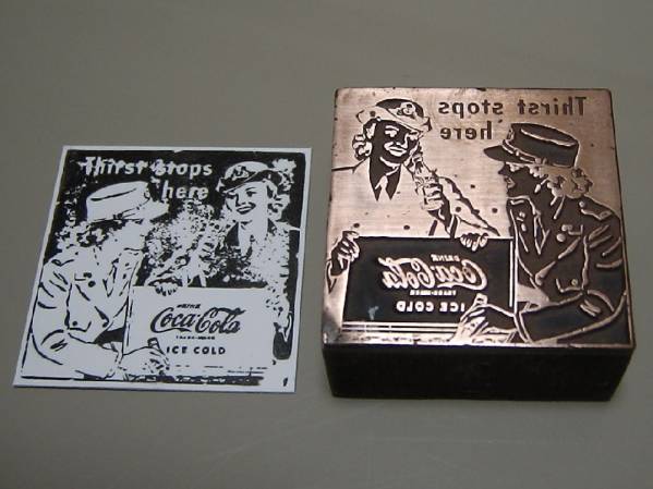 1950's コカコーラ広告 Thirst stops here 活版印刷 ブロック 非売品_画像3