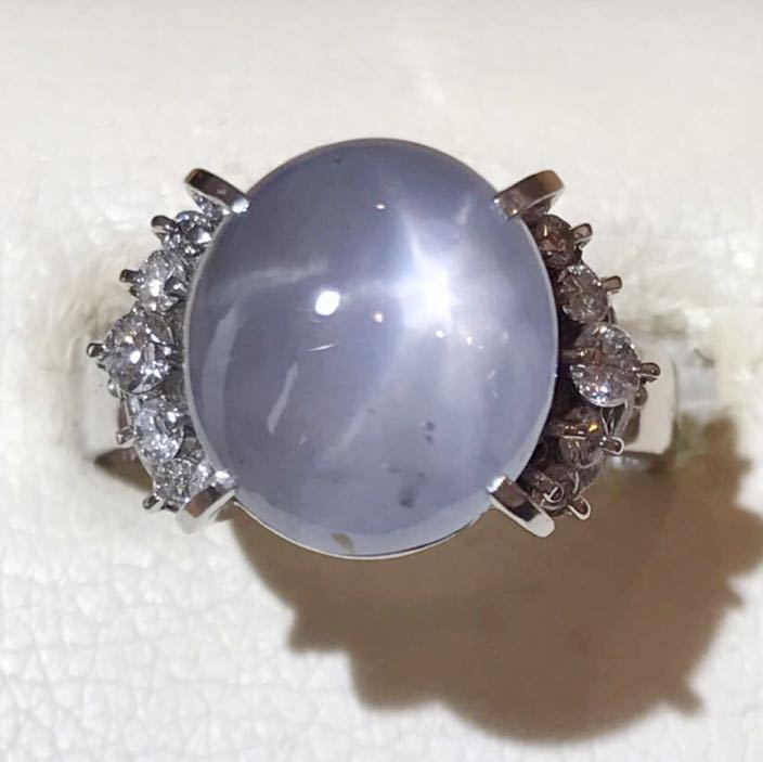 ☆Pt900 スターサファイア8.32ct&ダイヤリング☆_画像1