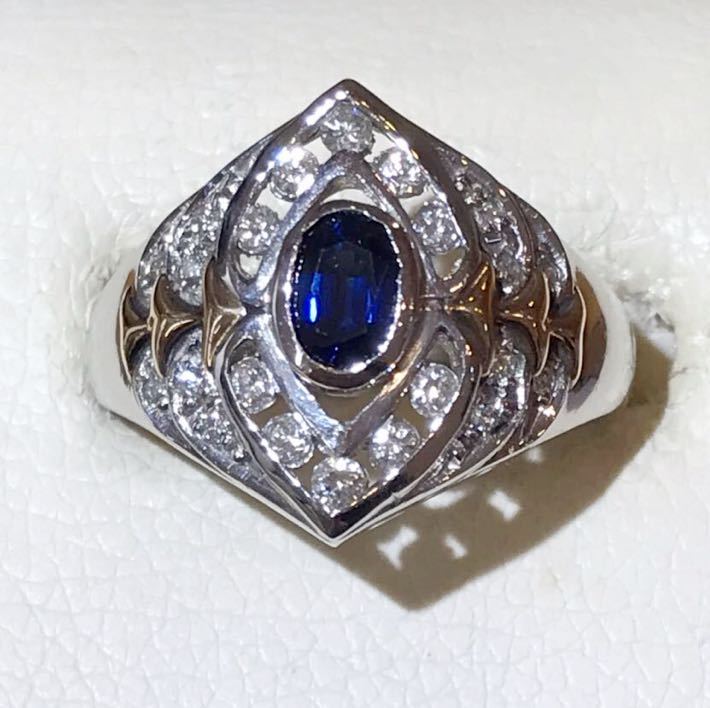 ☆Pt900/K18 サファイア0.54ct&ダイヤリング☆ | universitetipolis.edu.al