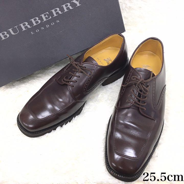 BURBERRY LONDON バーバリーロンドン ビジネスシューズ ドレスシューズ レースアップ ユーチップ 紳士 革靴 メンズ 日本製 茶色  25.5cm