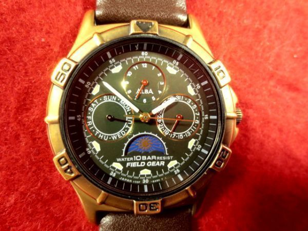 SK61T）◎完動腕時計 送料無料（定形外）Seiko Field Gear セイコー フィールドギア ★Sun&Moon サン＆ムーン フル_画像1