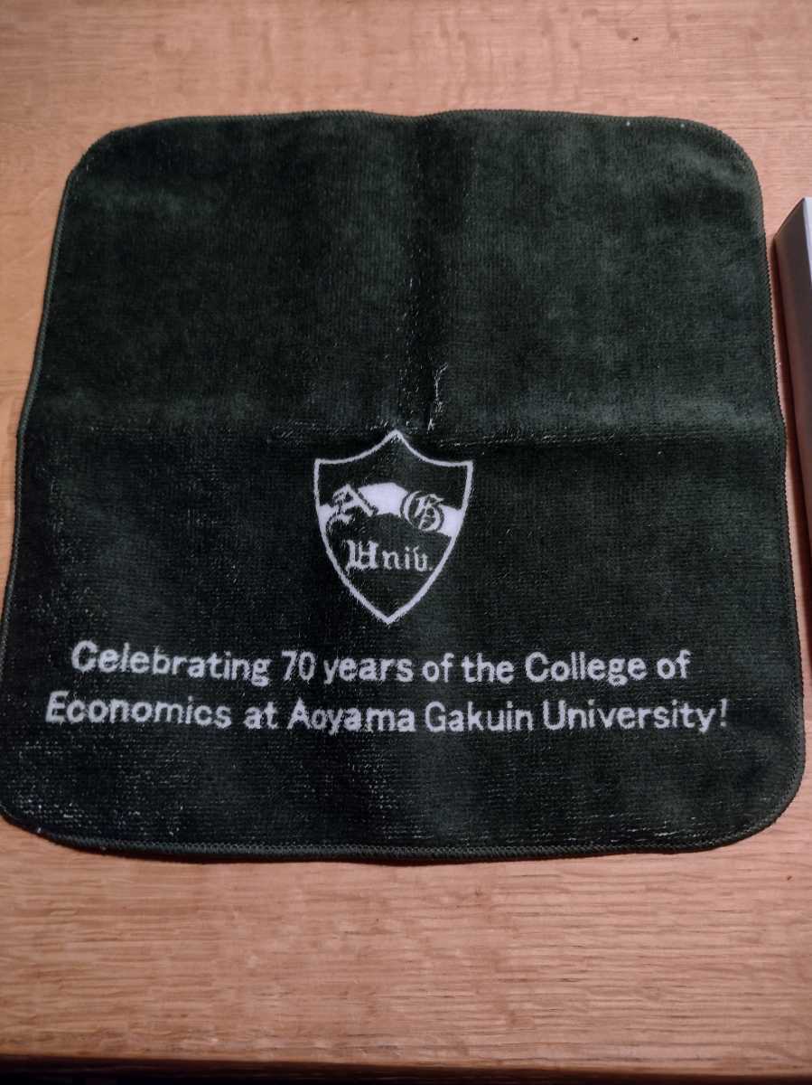  Aoyama .. университет экономические науки часть 70 anniversary commemoration носовой платок полотенце хлопок 100% темно-зеленый редкость новый товар не использовался 