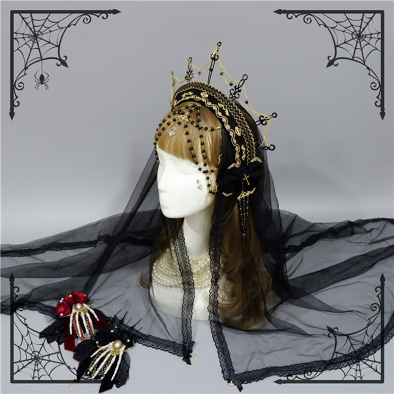  Лолита лента-ободок . адрес .. женщина король женский роскошный комплект костюмированная игра Gothic and Lolita готический ручная работа Halloween головной убор 