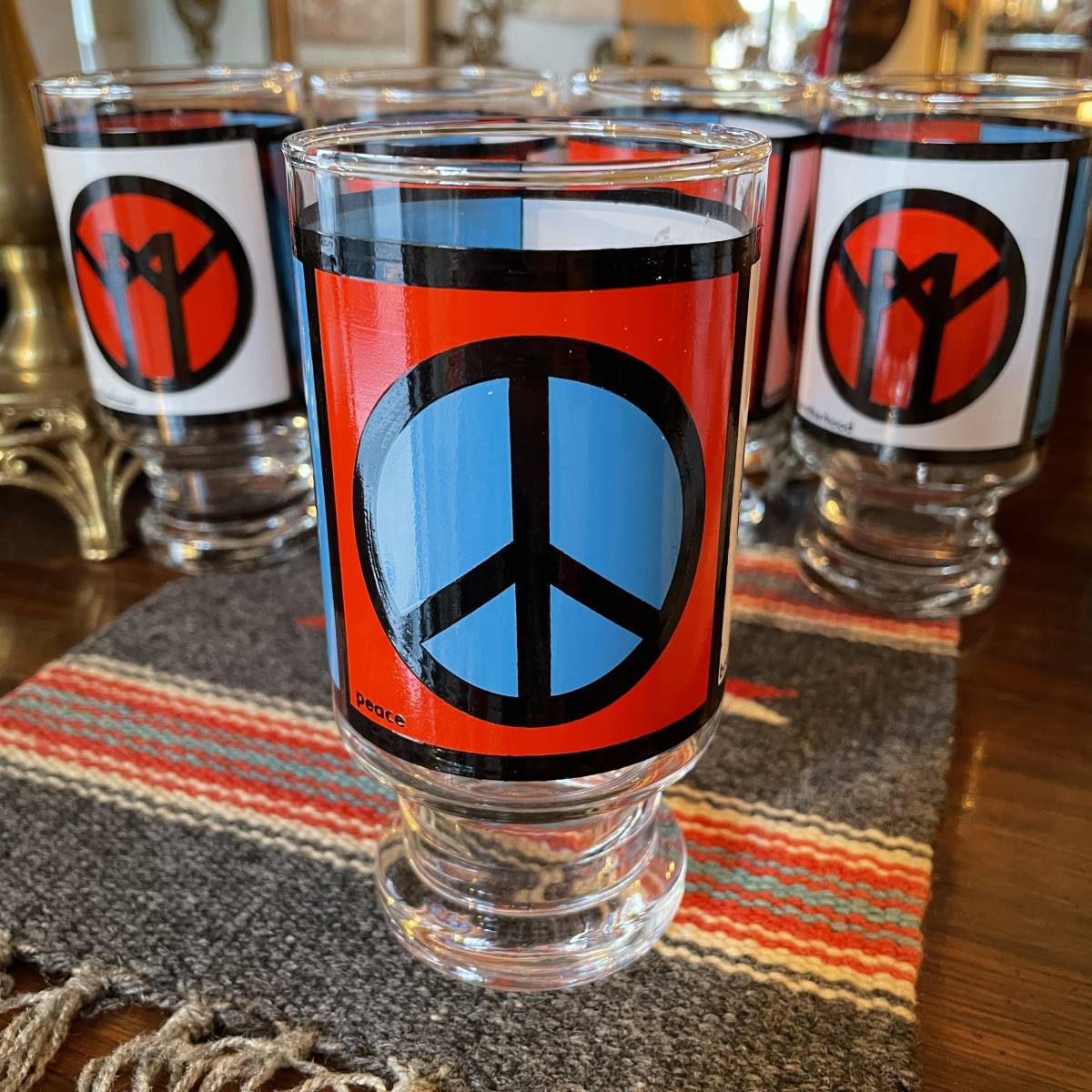  rare goods!60\'s~70\'s America antique PEACE flat peace glass USA Vintage tableware / federal Jedi fireking New York old clothes retro miscellaneous goods 