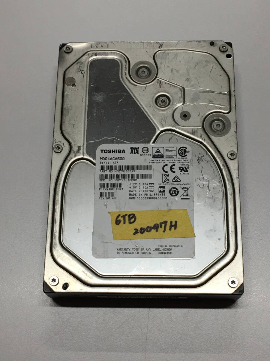 A18690)3.5インチ TOSHIBA MD04ACA600 6000GB 47回20097Hr 現状品 中古動作品_画像1