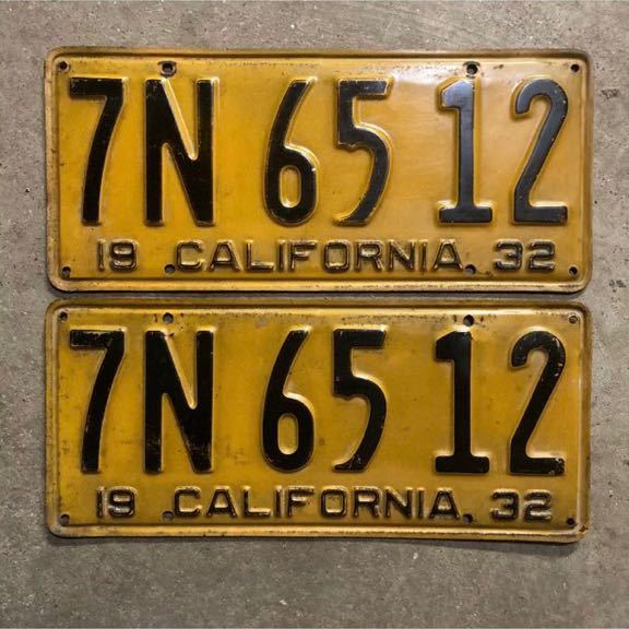1932 デュース フォード ライセンス プレート ナンバー ビンテージ 本物 実物 アメ車 ホットロッド カスタムショー カリフォルニア ford 12