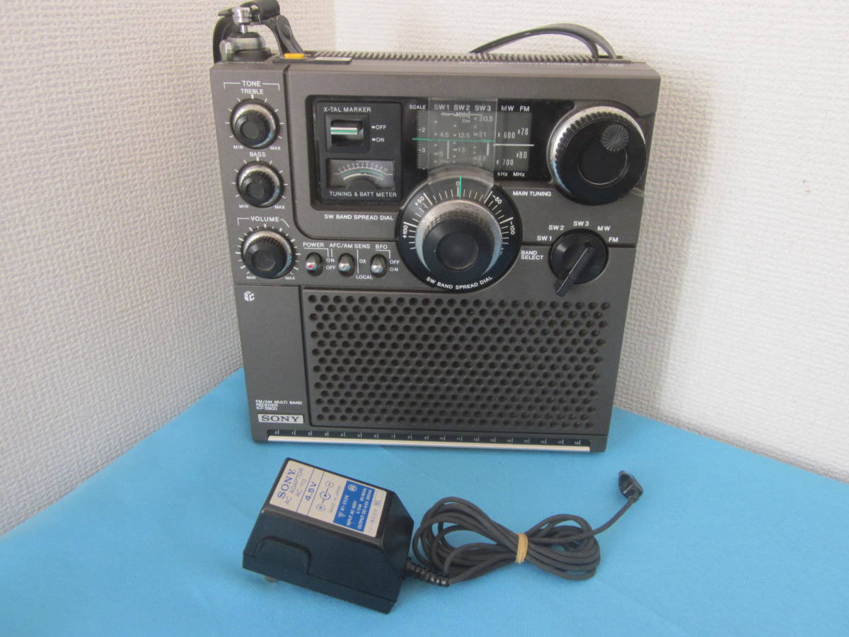 SONY Sony FM/AM radio ICF-5900 Sky sensor original AC adaptor attaching *FM/AM reception OK, Junk 