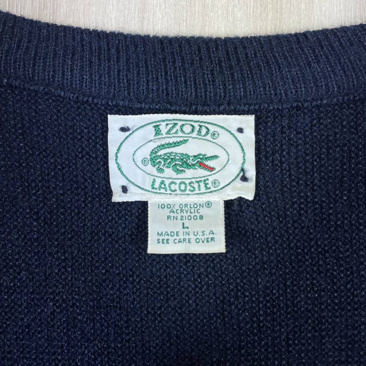良品】IZOD アイゾッド ラコステ ワンポイント ワニ Vネック