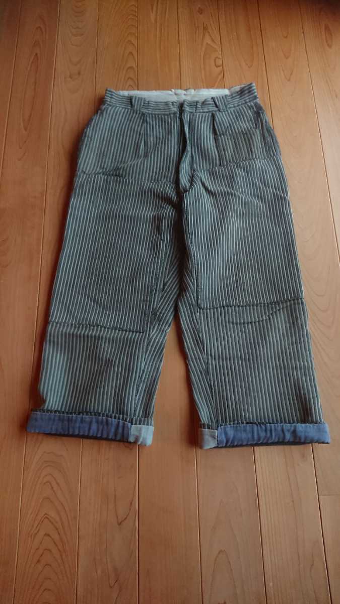 1940's フランス ヴィンテージ パンツ ストライプ モールスキン ピケ