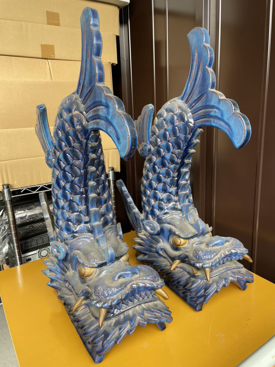 Yahoo!オークション - 超希少 鯱鉾/シャチホコ 特大鬼瓦 一双セット Yahoo!オークション - 超希少 鯱鉾/シャチホコ 特大鬼瓦 一双セット