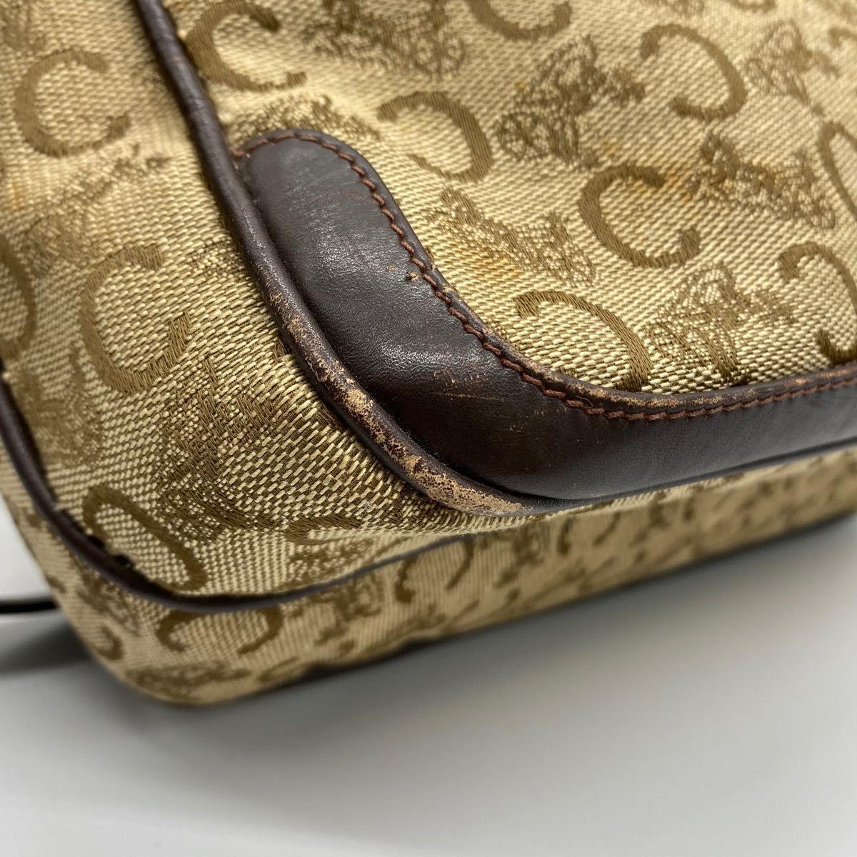 CELINE セリーヌ Cマカダム ショルダーバッグ キャンバス レザー