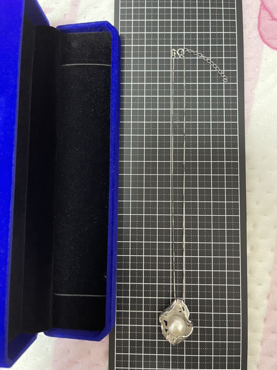 大粒 白蝶真珠 デザインネックレスセット　12.7mm ホワイト系　SlLVER刻印あり　10.0g_画像6