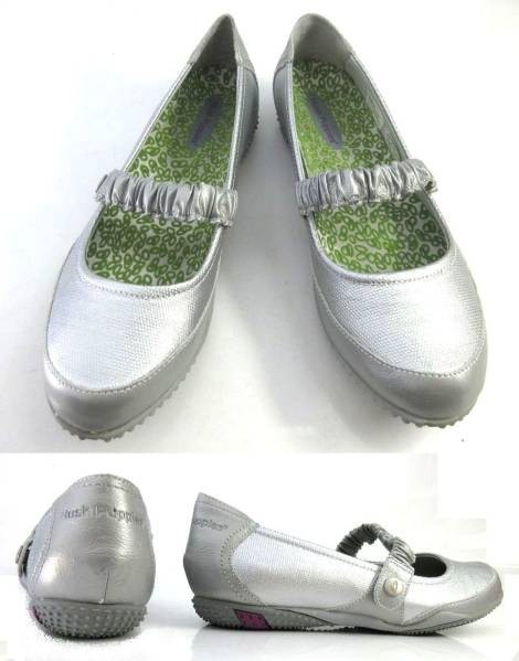  is shupapi- women's shoes new goods translation * original leather strap pumps flat shoes sport pumps silver 23cm / 6 *A0704*HushPuppies