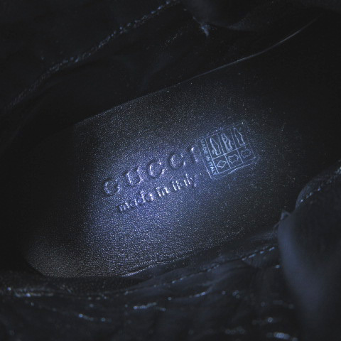 グッチ GUCCI 368494 コントラストパディッド スニーカー ハイカット レザー ロゴ メタリック 7 1/2 26.5cm 黒 ブラック 靴 ECR10 メンズ_画像7