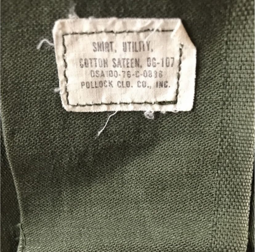 M★古着 長袖 ビンテージ ミリタリー シャツ 60s コットン USA製 緑　UTILITY SHIRT U.S.ARMY 米軍実物 ヴィンテージ_画像4