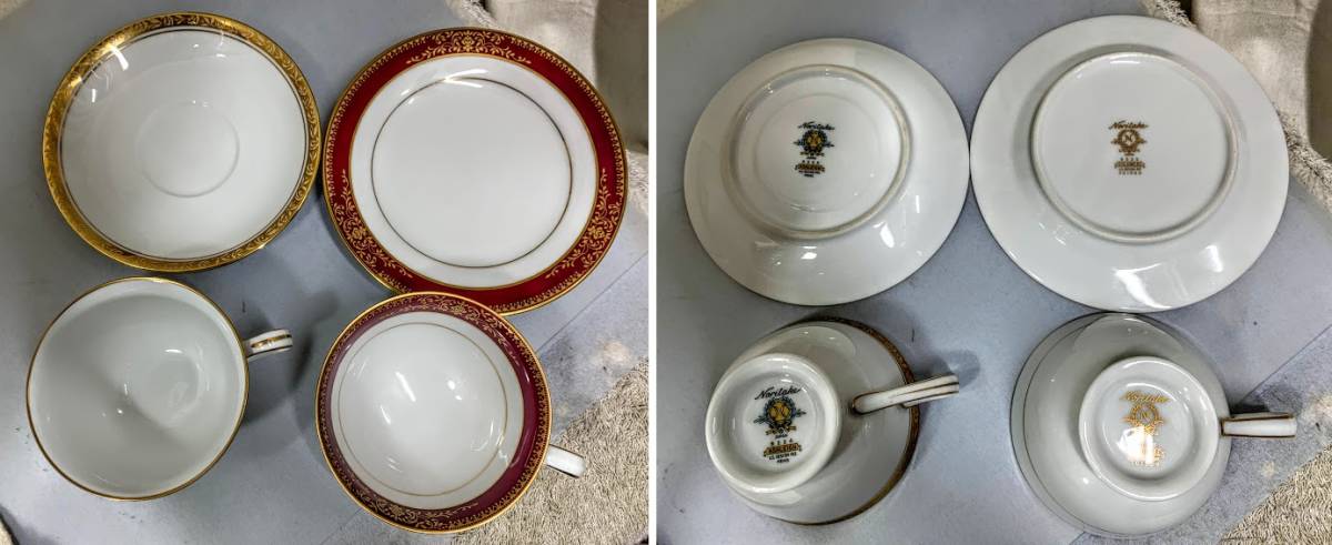 used ノリタケ/Noritake☆金彩 カップ&ソーサー☆月桂樹 N印☆GOLDMER/ASHLEIGH US DESIGIN PAT PEND 2客コレクション未使用長期保管品_画像9