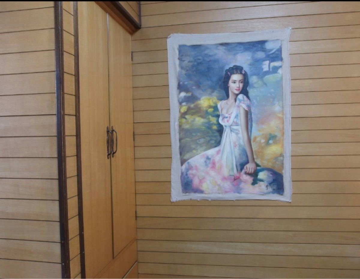 土日価格 H096 手描き油絵 ( 美人 女性 人物画 油彩)「謝楚余 土日価格 H096 手描き油絵 ( 美人 女性 人物画 油彩)「謝楚余