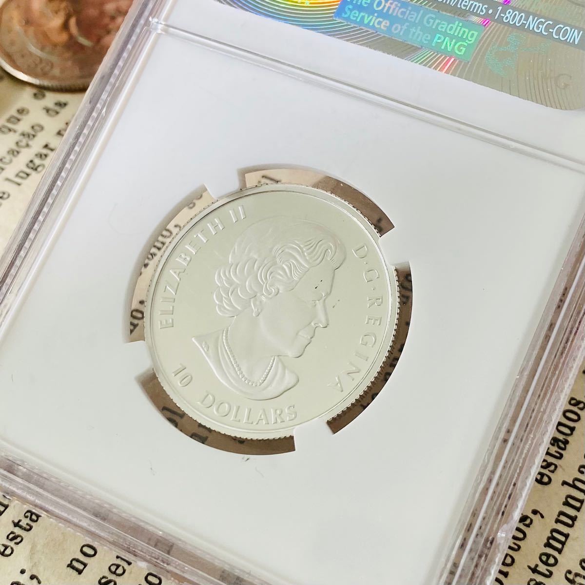 ☆NGC☆最高鑑定☆2016 PF70 UC カナダ 銀貨10ドルスワロフスキー-