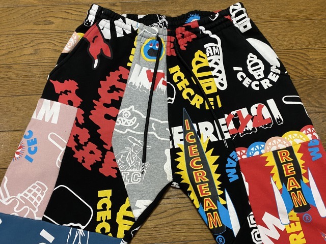 アイスクリーム ランニングドッグ 総柄 ジョグ スウェット パンツ M