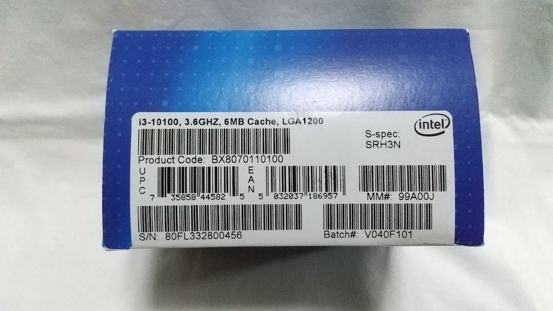 新古品、CPU、intel・COREi3-10100 LGA1200、3.6GHz 6MB_画像2