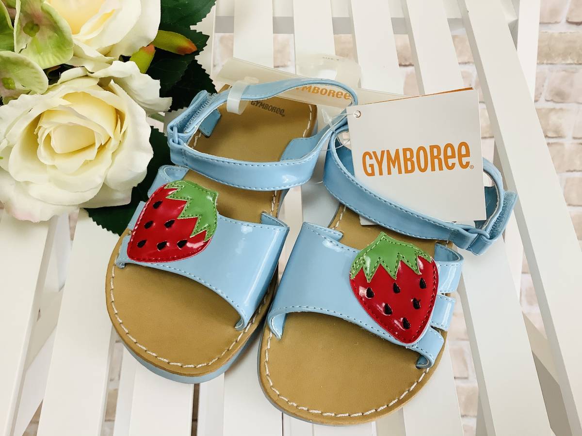 Sho-204【新品】Gymboree/サンダル/16.0cm/水色/いちご/ストラップ/マジックテープ/子供服/女の子/ジンボリー/インポート/送料無料_画像4