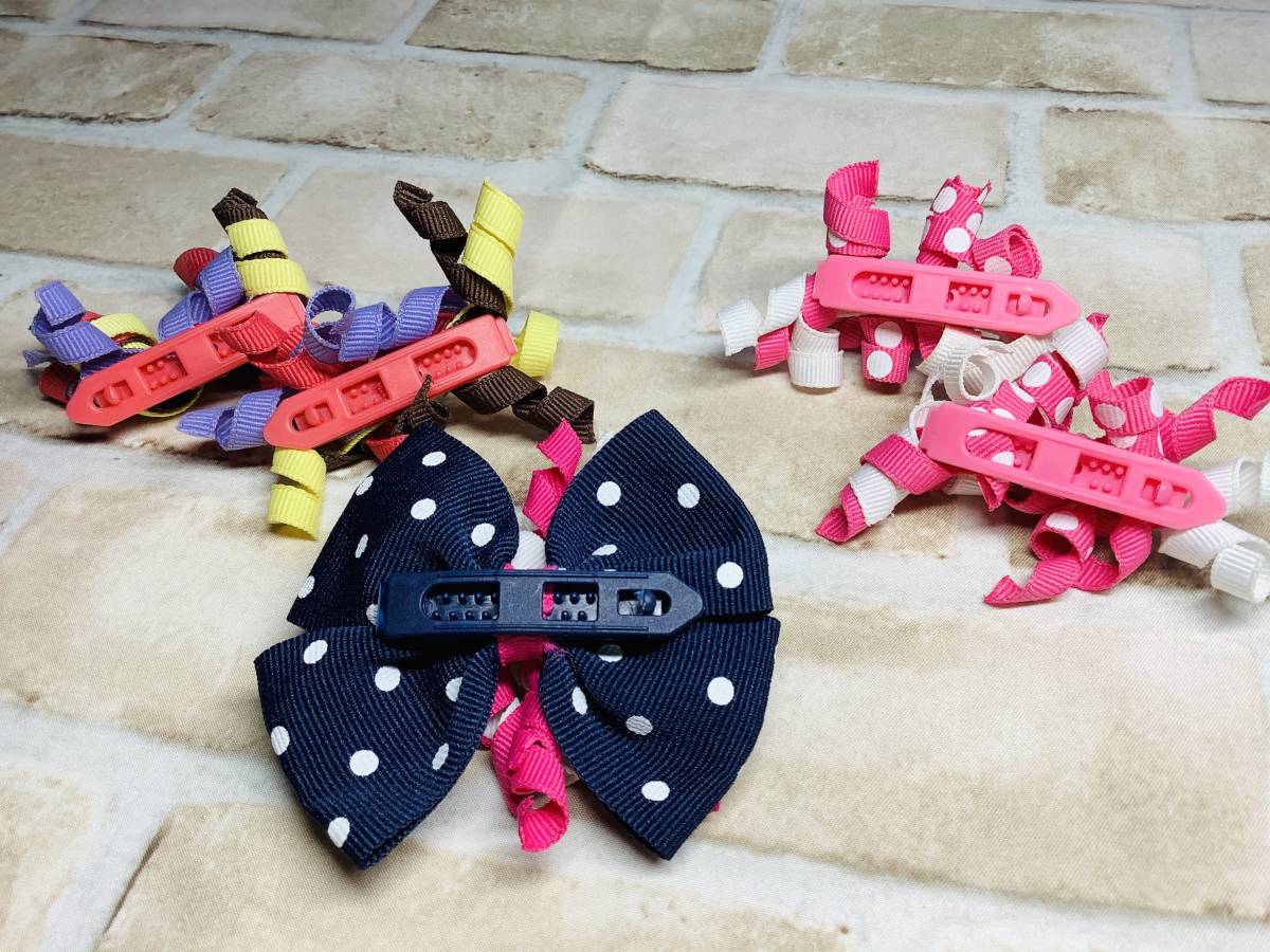 U_Acc-504[ beautiful goods ]Gymboree/ hair accessory /3 point set / stylish / barrette / polka dot / car Lee / ribbon / disinfection ending / free shipping / including in a package welcome 