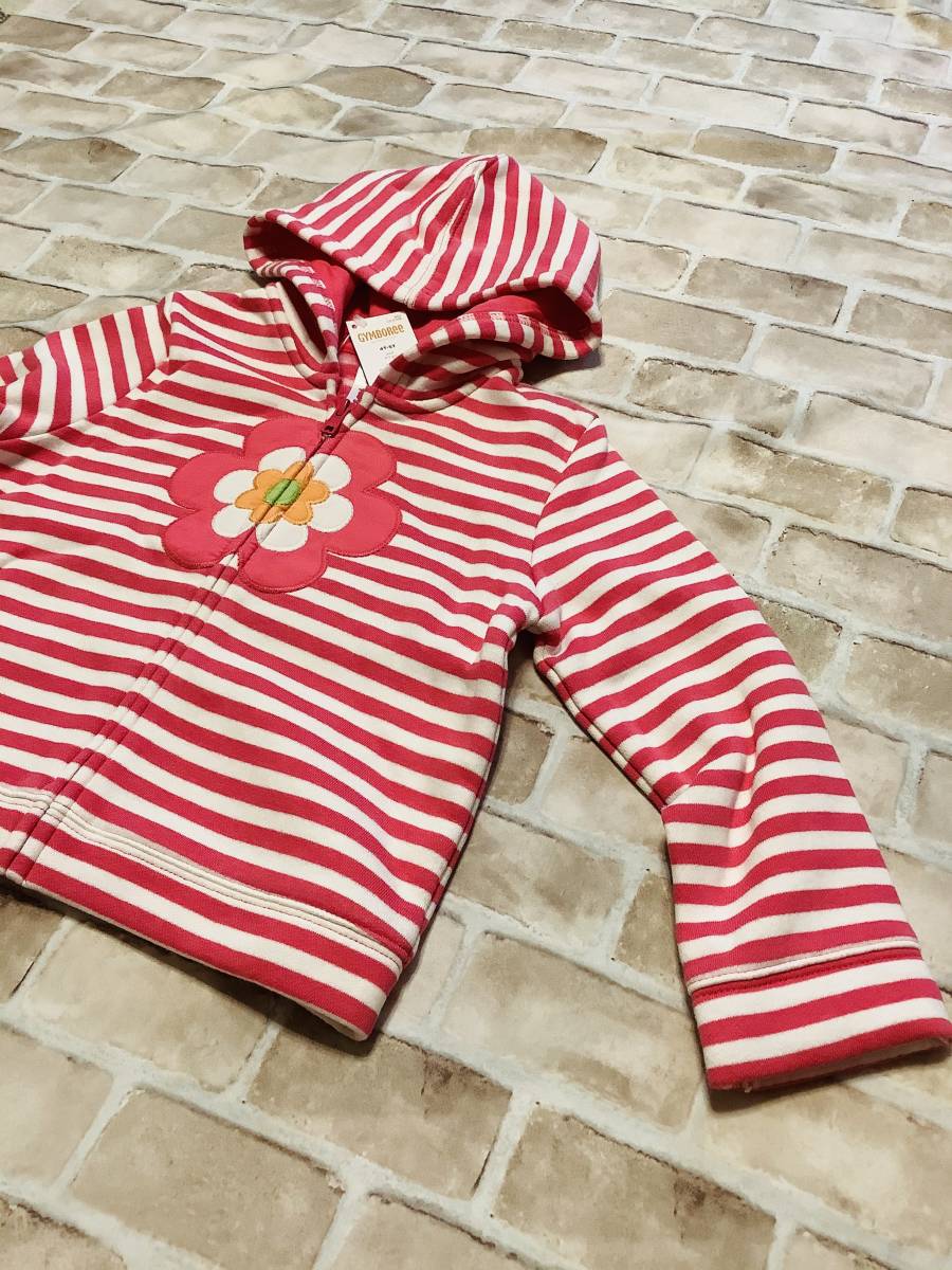 Top-608[ new goods ]Gymboree/ Parker /100-110cm/US4T-5T/ pink / white / border pattern / inner fleece / child clothes / girl / imported car / free shipping 