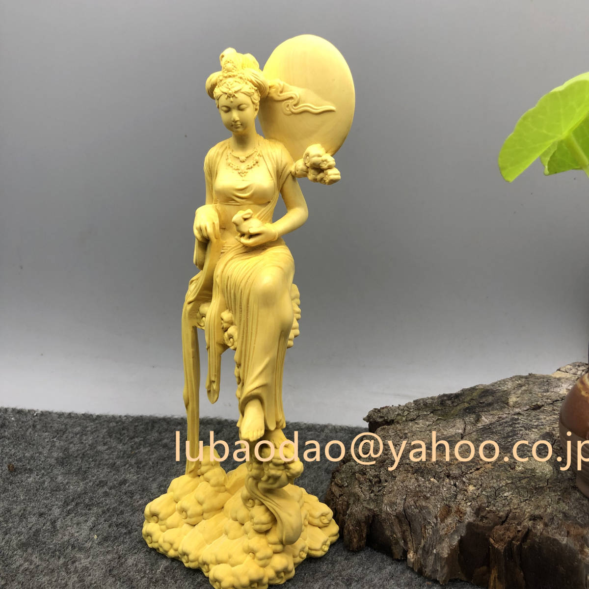 特上彫 嫦娥 天女像 美女像 美術工芸品 月の神 彫刻 飾り置物 稀少珍品 彫刻工芸品 _画像5