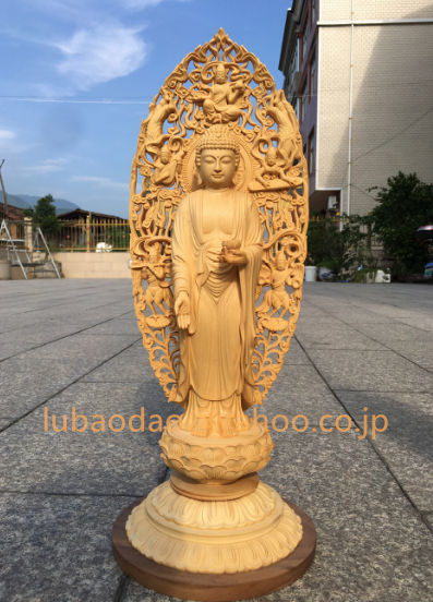 最新作 仏教美術 切金 阿弥陀如来 総檜材 極上品 精密彫刻 仏教工芸品