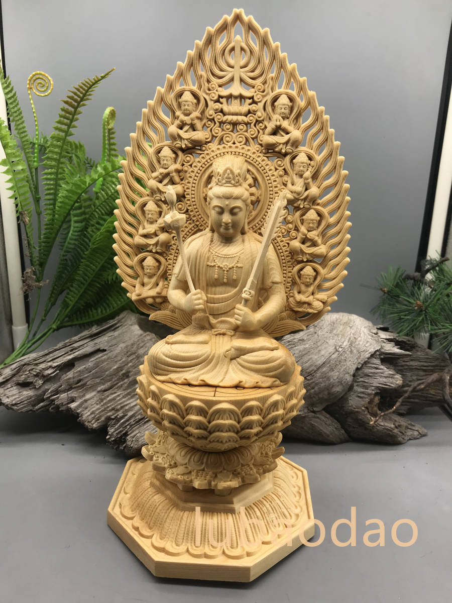 自在觀音菩薩 木製仏像 供養品 極上品 無病息災 仏教工芸品 - 彫刻
