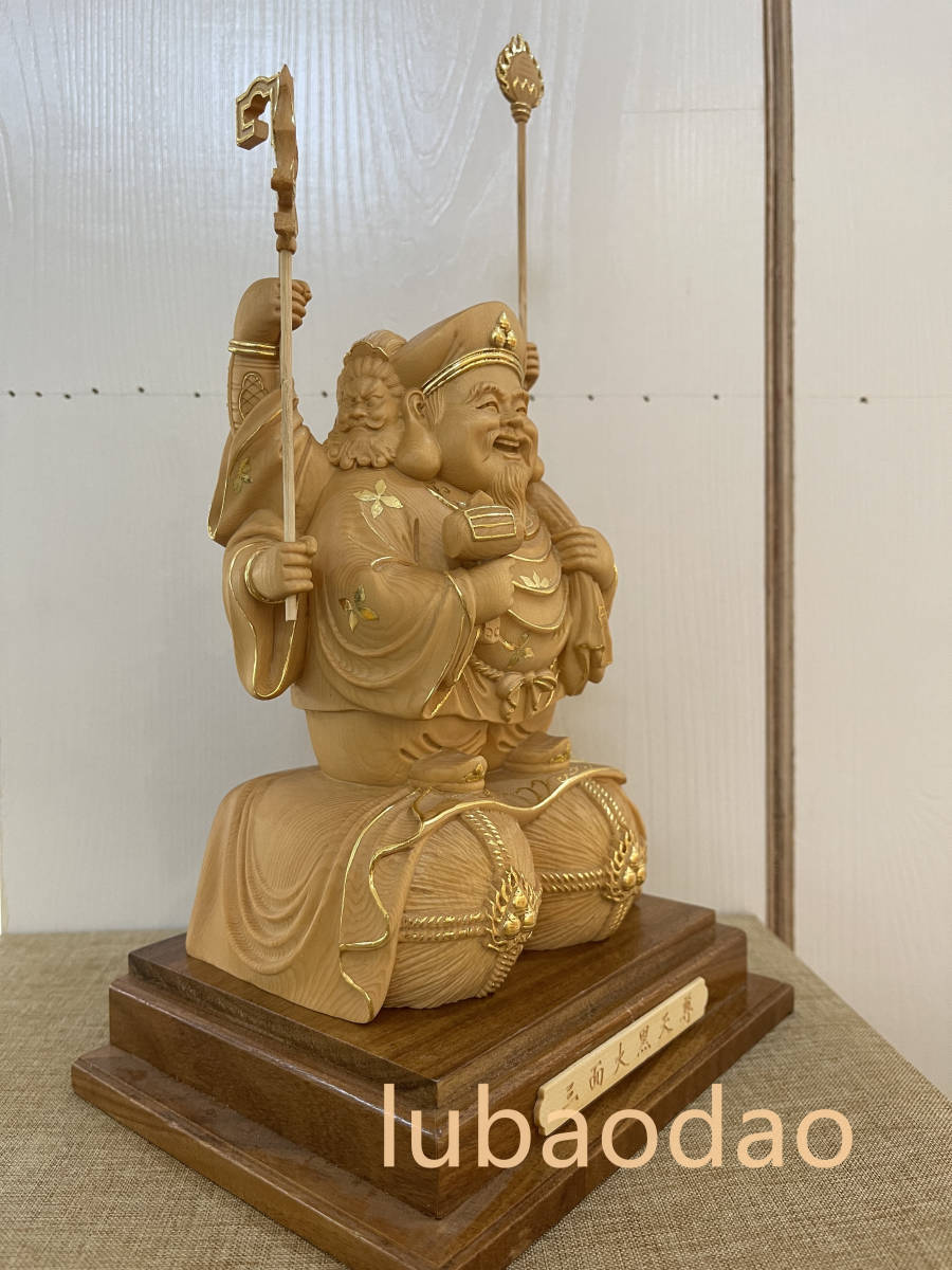 三面大黒天 木彫仏像 切金 仏教美術 置物 仏教工芸品 財運 福運 細密