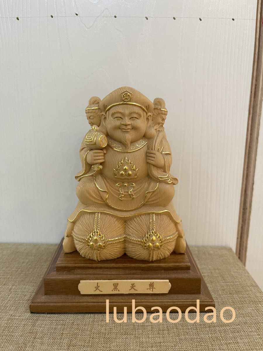 極上品 切金 三面大黒天 精密彫刻 福運 金運 財運 木彫仏像 置物 www