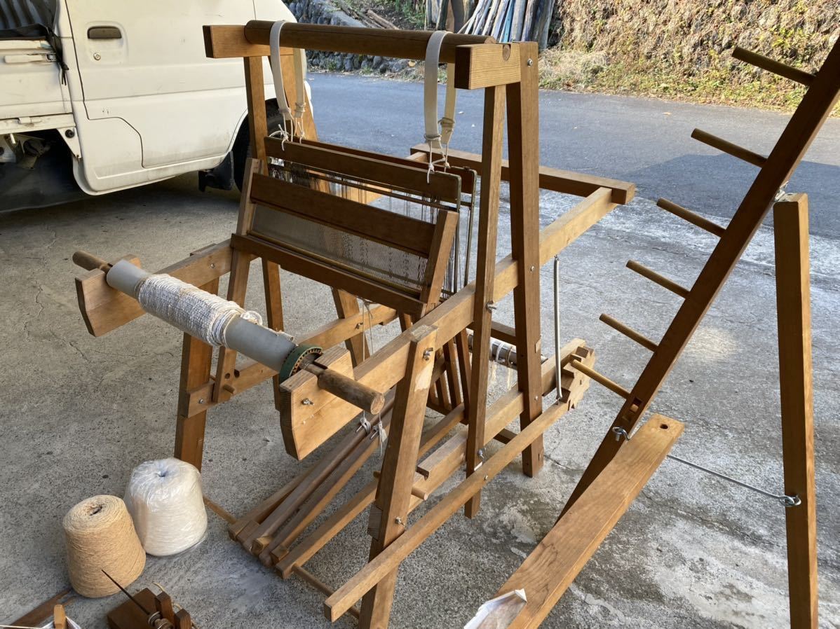 足踏み式機織り機 糸車 整経台 一式 高機 手織り 機織り機