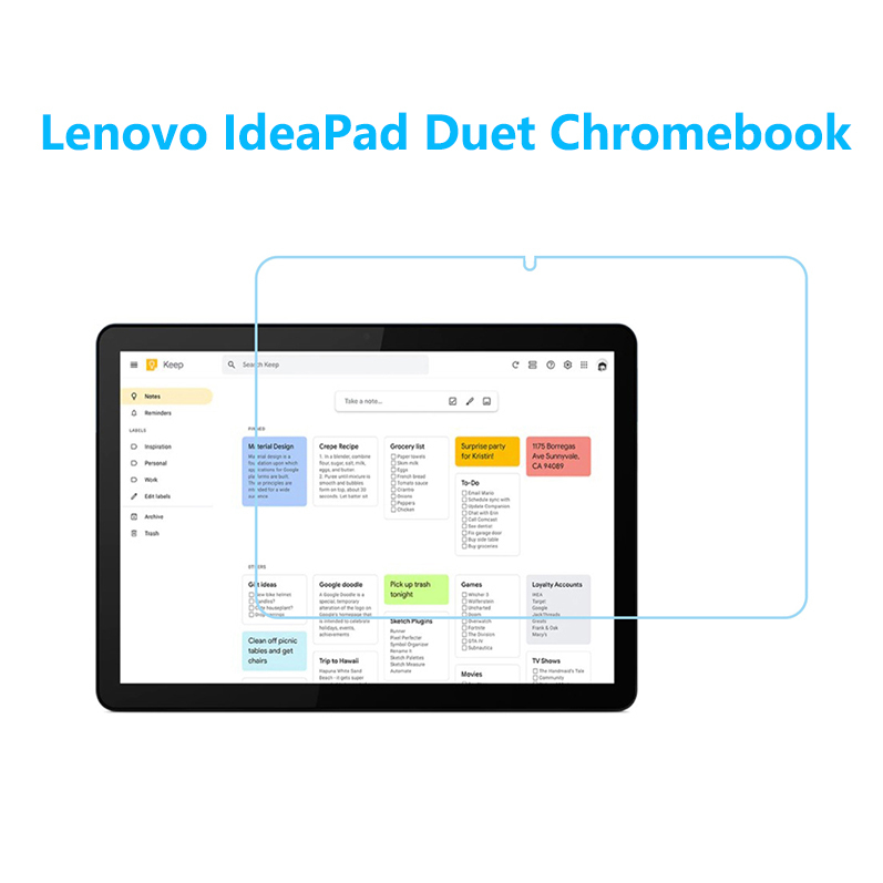 Lenovo IdeaPad Duet Chromebook強化ガラスフィルム 指紋防止飛散防止気泡防止エアレース加工 自動吸着 高硬度9H 高透過率_画像1