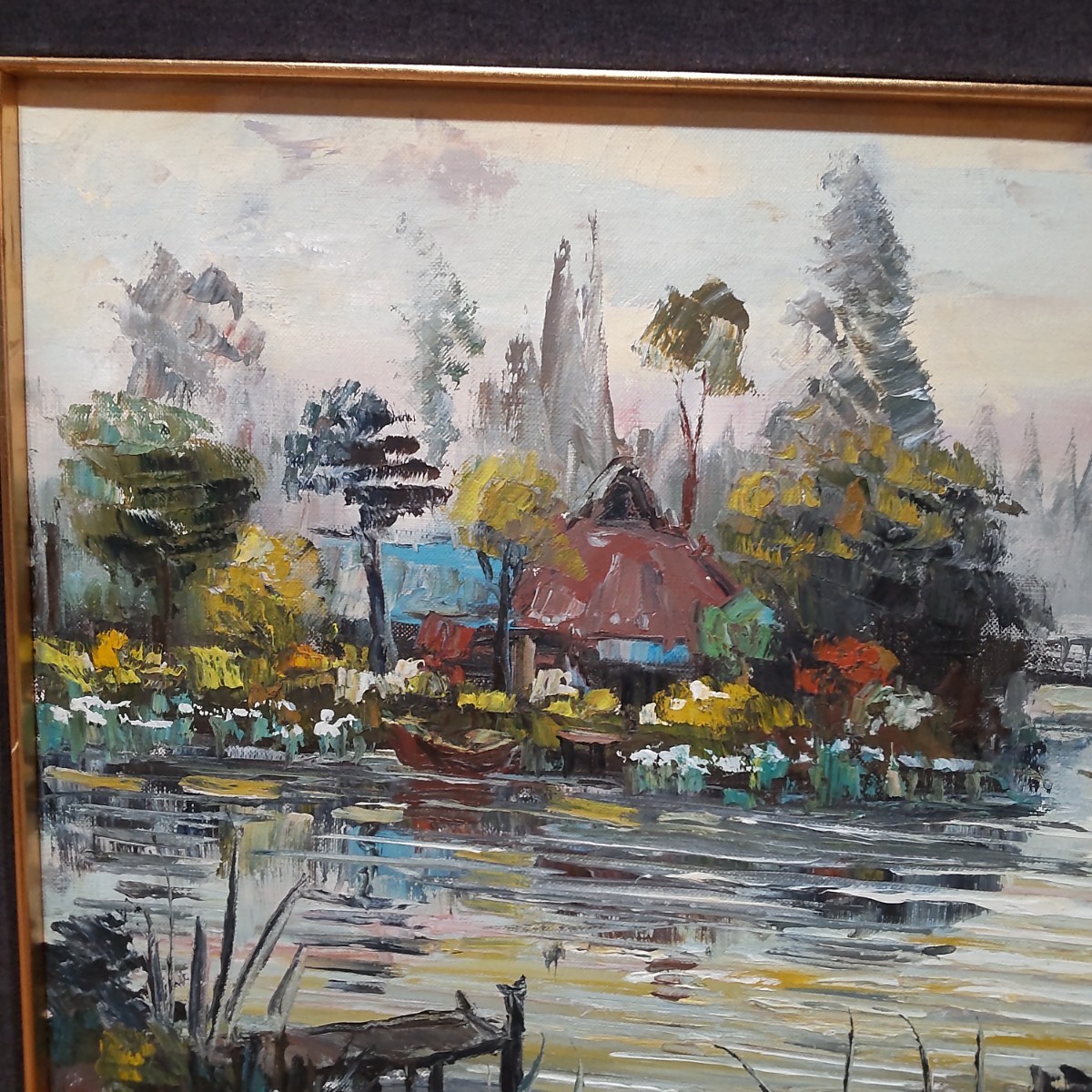 絵画 油絵 油彩 風景画 作者不明 額縁付き 額装 アンティーク 絵画 油絵 油彩 風景画 作者不明 額縁付き 額装 アンティーク