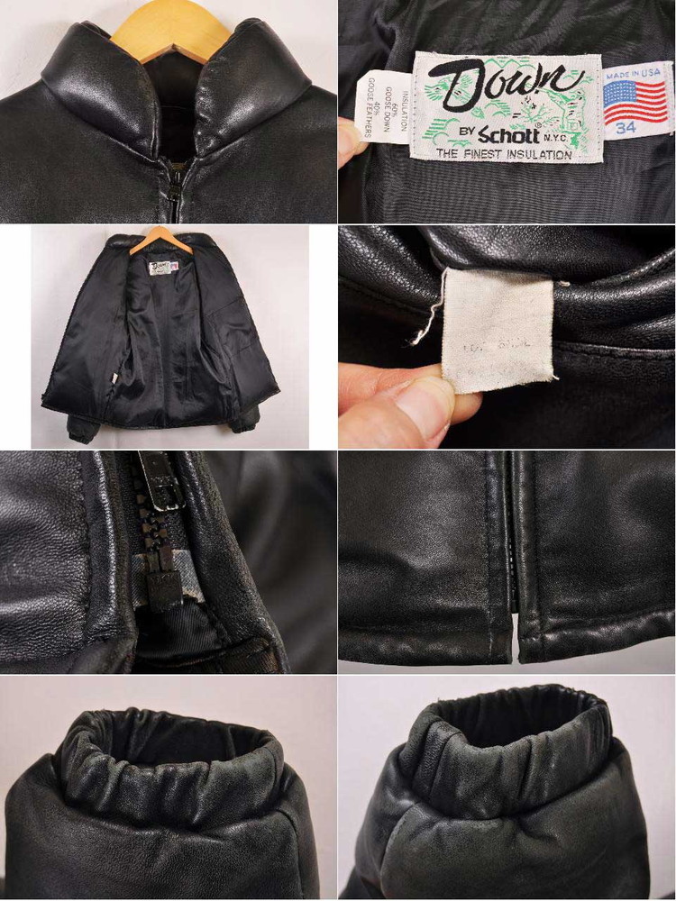 36%割引新着商品 USA製 SCHOTT ショット レザー ダウンジャケット ...