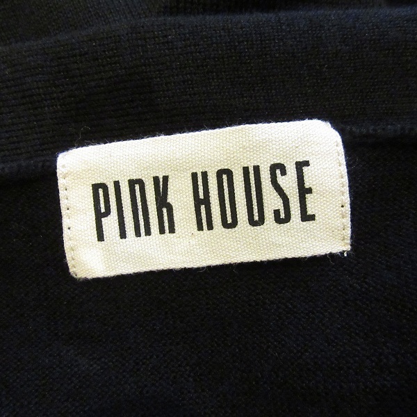 #wpc ピンクハウス PINKHOUSE セーター L 黒 ニット 半袖 刺繍 ワンポイント リボン レディース [703294]_画像7