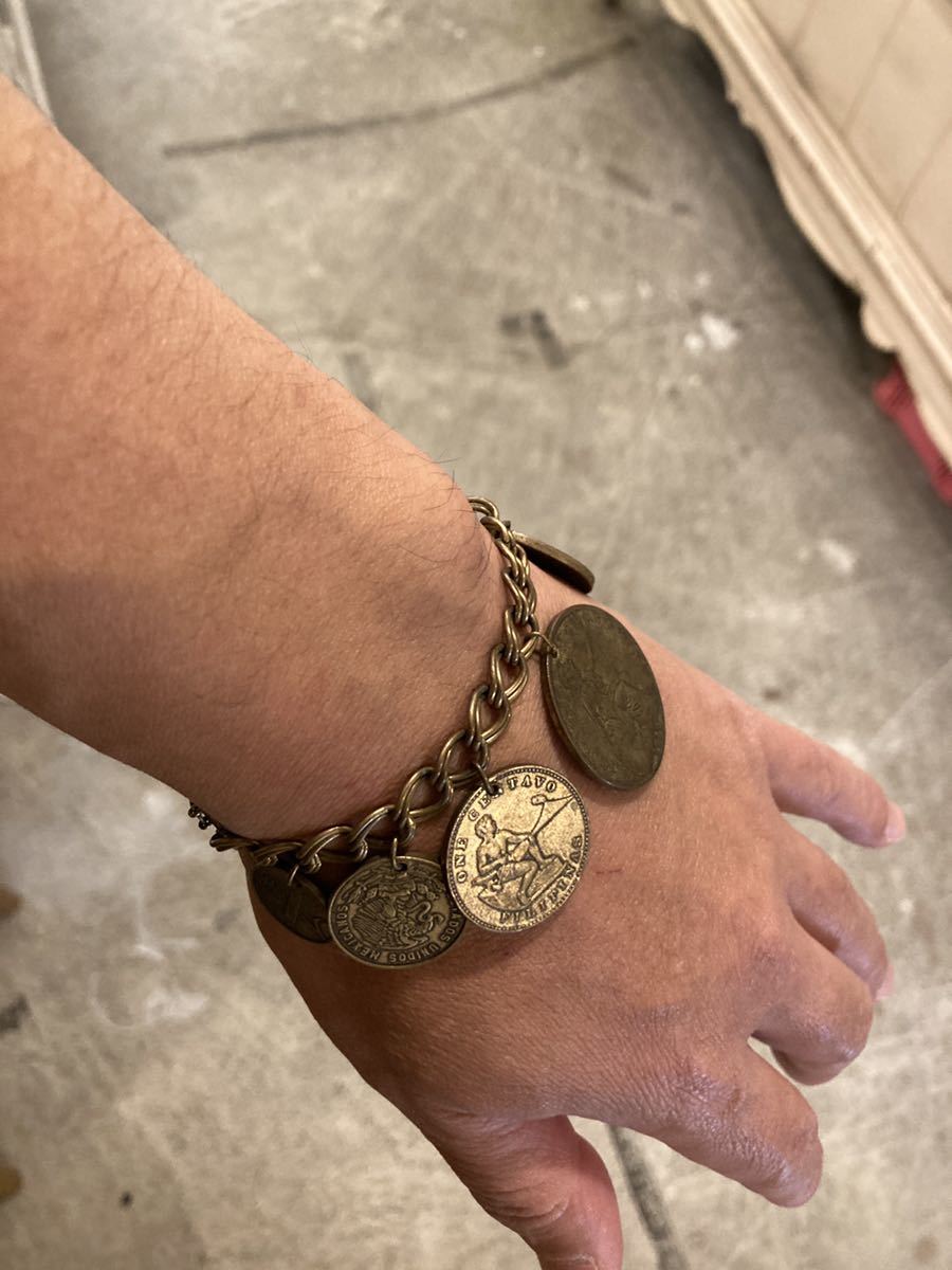 USA Vintage Vintage Old coin OLD COIN money bracele /MEXICO Gold America old clothes antique west coastal area Surf ROCKJAZhipi- lock 