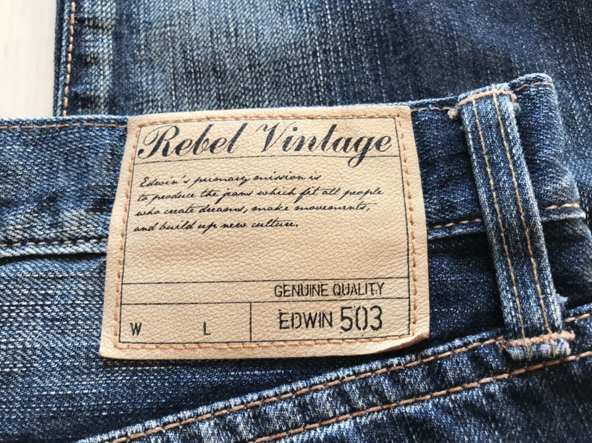 [ быстрое решение ]W32 Edwin EDWIN 503RV REBEL VINTAGE Rollei z распорка б/у hige обработка хлопок 100% Denim кромка цепь стежок specification 