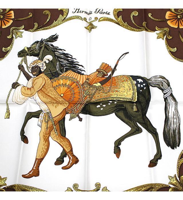 SALE 美品 エルメス HERMES カレ90 大判スカーフ『Cheval Turc トルコ
