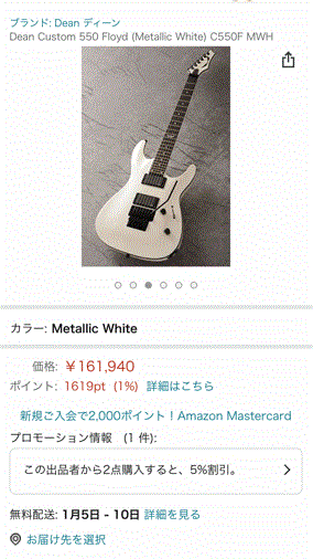 Dean Custom 550 Floyd セミハードケース付き 送料無料 スルーネック