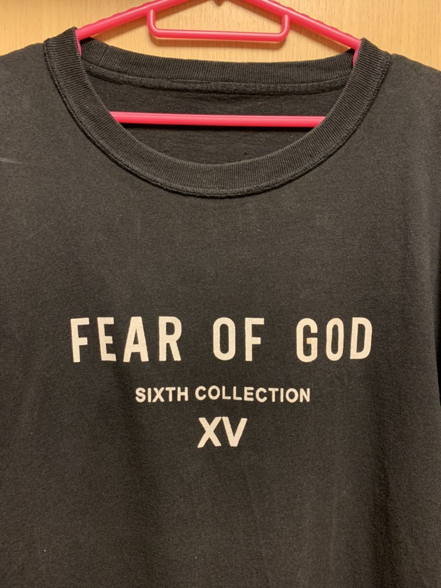 国内正規 限定 19SS FEAR OF GOD フィア オブ ゴッド SIX COLLECTION ロゴ クルーネック Tシャツ 黒 M RN 139190 FG20-007_画像2