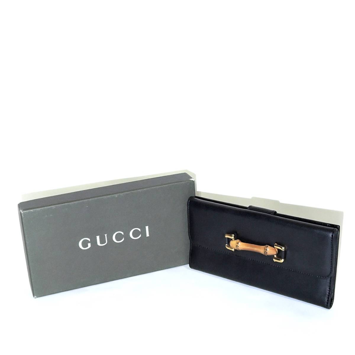 vintage グッチ オールド グッチ GUCCI バンブー レザー ウォレット W