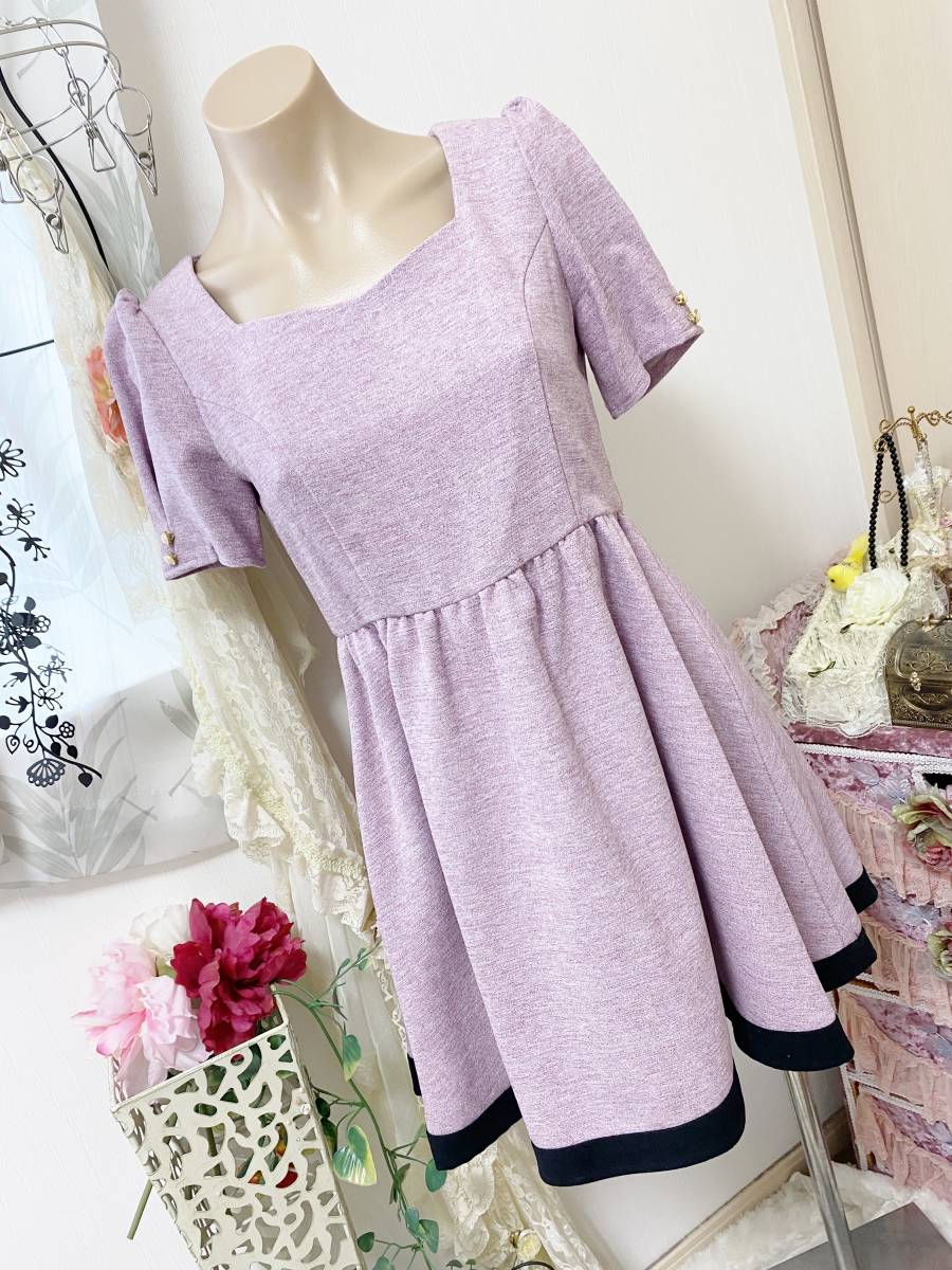  Lady's M size : Cecil McBee [CECIL Mc BEE] puff sleeve * a little nappy * One-piece : lavender pink 