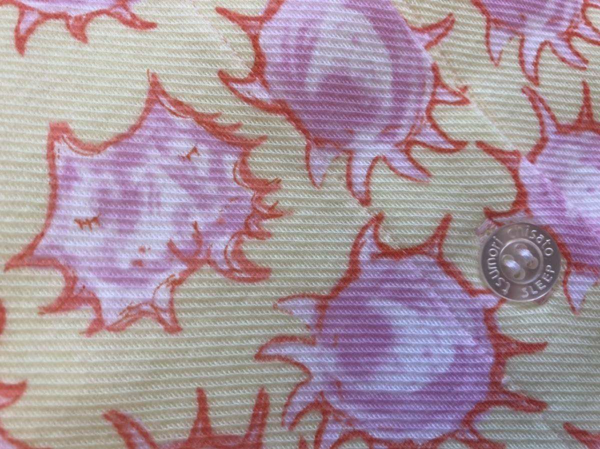 ツモリチサト パジャマ L 太陽ドット ネコ顔 猫 前開き 長袖 ワコール ピンク パッチワーク シャツ ラインストーン_画像5