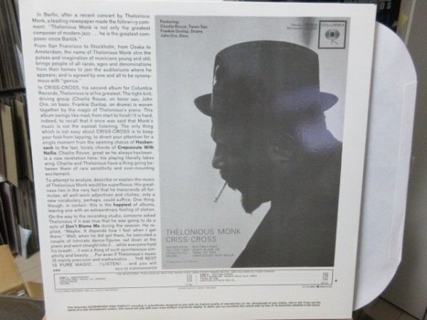 J/LP/無傷!!/Columbia 赤ラベ 180g重量盤/Thelonious Monk/Criss_画像2