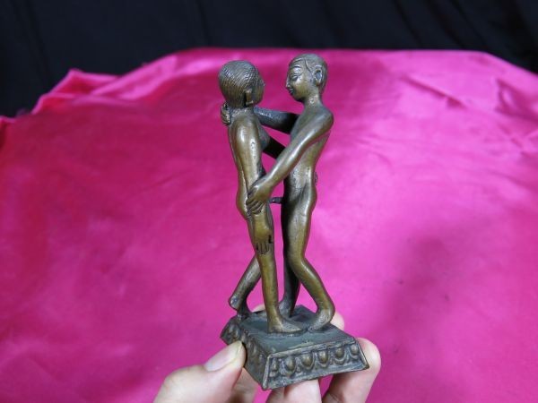 インド向き合う男女神 金工 彫刻 神像