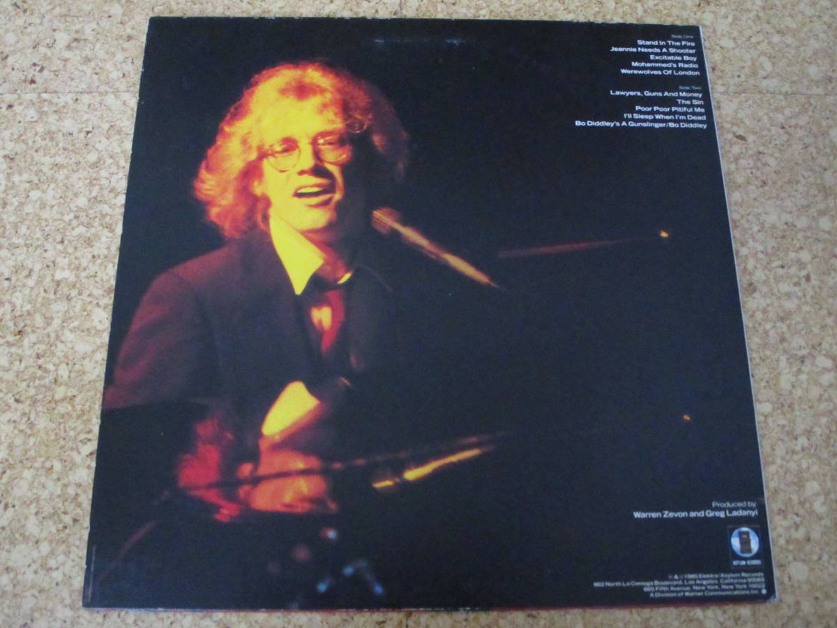 ◎Warren Zevon　ウォーレン・ジヴォン★Stand In The Fire/日本白ラベル見本ＬＰ盤☆シート、ピクチャー・シート_画像2