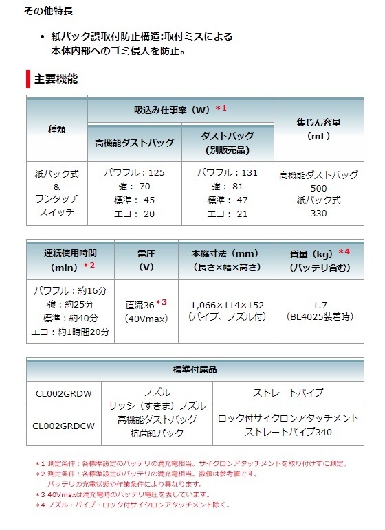 (マキタ) 充電式クリーナ CL002GZCO オリーブ 本体+ロック付サイクロンアタッチメント付 紙パック方式 40Vmax対応 makita_画像7